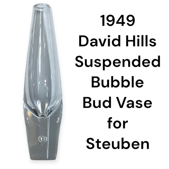 Steuben Other - Steuben 1949 David Hills Suspended Bubble Bud Vase signed mid century modern